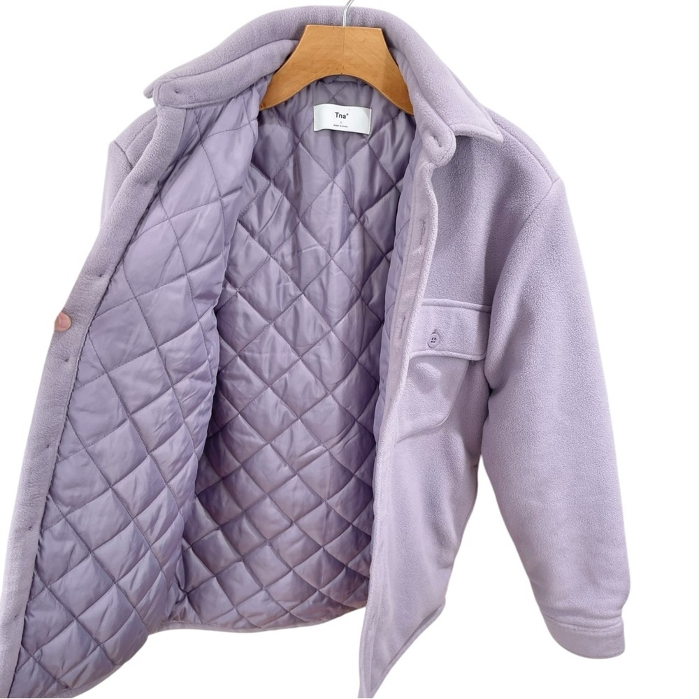 TNA Lavender Purple Ash Mauve Polar Fleece Quilted Shirt Jacket Size 1 (XS) - Picture 6 of 11